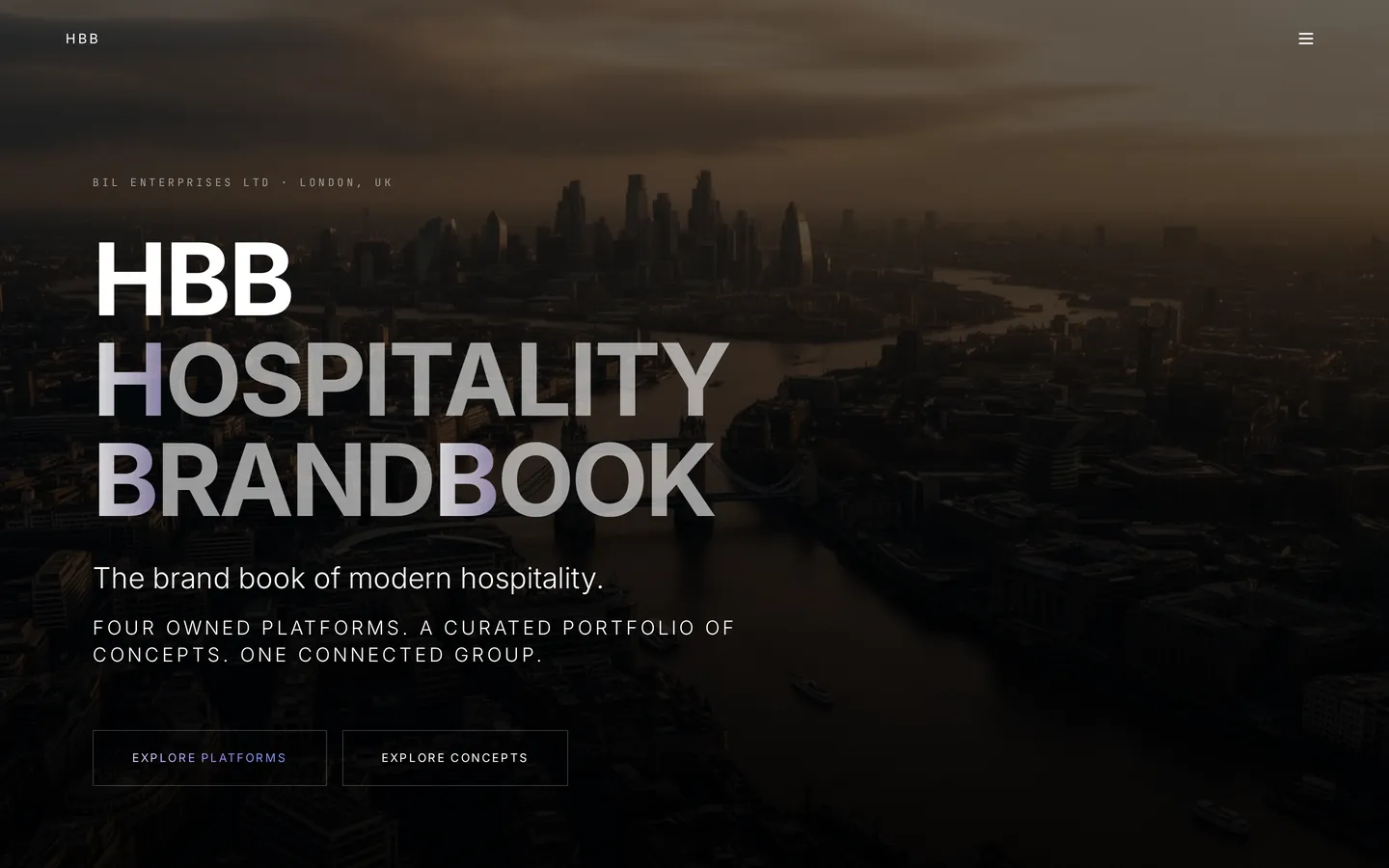 Hospitality Brandbook homepage